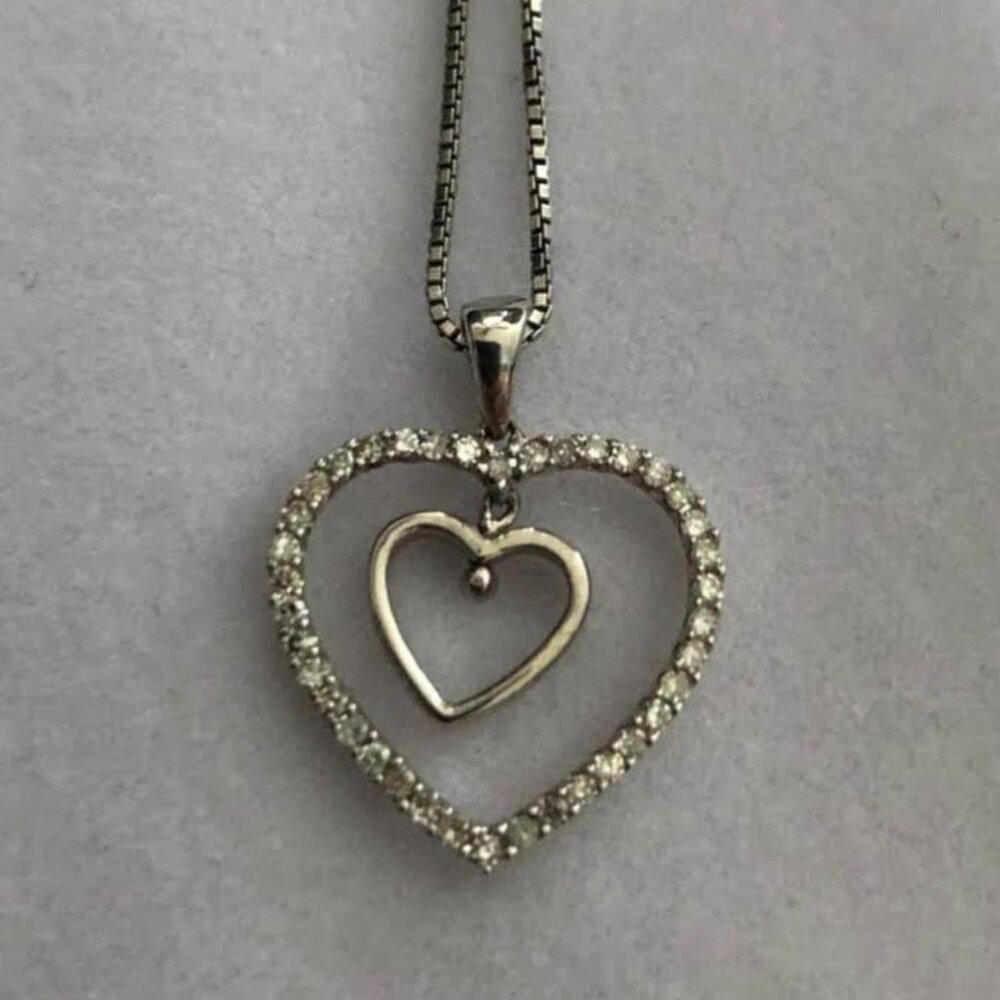 Silver Heart Necklace with Silver Chain